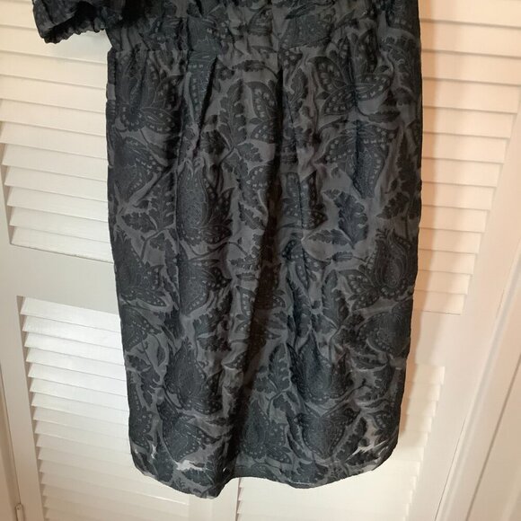 Jill Stuart dress Agathe one shoulder 10 black brocade damask silk black grey - Picture 4 of 12